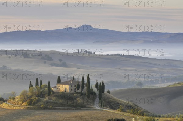 Country house, Fattoria Belvedere, near Quirico d'Orcia, Tuscany, Italy, Europe