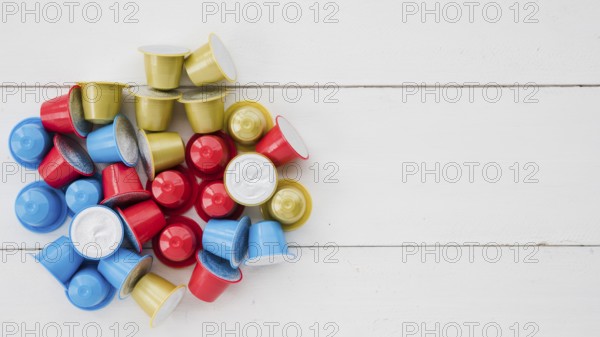 top view coffee capsules. High resolution photo