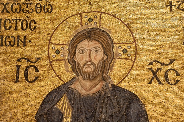 Deesis Wall Mosaic, Pantocrator, Jesus, Hagia Sophia, today Hagia Sophia Mosque Museum, Istanbul, Turkey, St. Sophia Church, Ayasofya Camii Müzesi, Asia