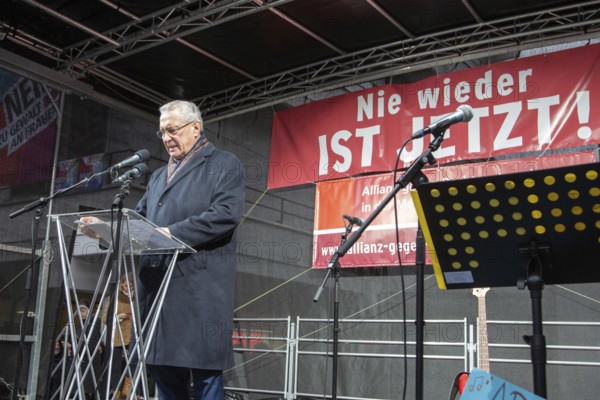 Minister of the Interior Joachim Hermann. Demonstration 'Never again is now' by the Alliance against Right-Wing Extremism in the Nuremberg Metropolitan Region on 3 February 2014 at the Kornmarkt in Nuremberg