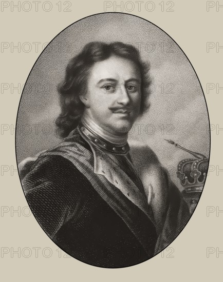 Portrait of Peter the Great, Peter I or Pyotr Alexeyevich Romanov, 1672-1725, Emperor of the Russian Empire, digitally optimized