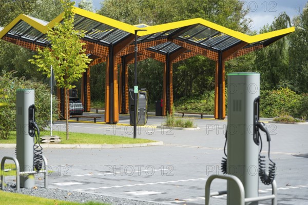 Fast charging station with 300KW charging points in the Ruhr area near Bochum, Germany, Europe