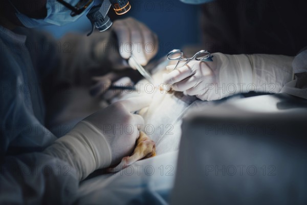 Surgeon operating on patient in operating room close up, surgical operation