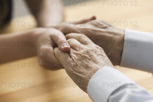 nurse holding senior man s hands empathy. Resolution and high quality beautiful photo