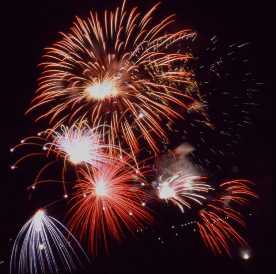 Fireworks in the night sky, night absorption, Fireworks in the night sky, night absorption
