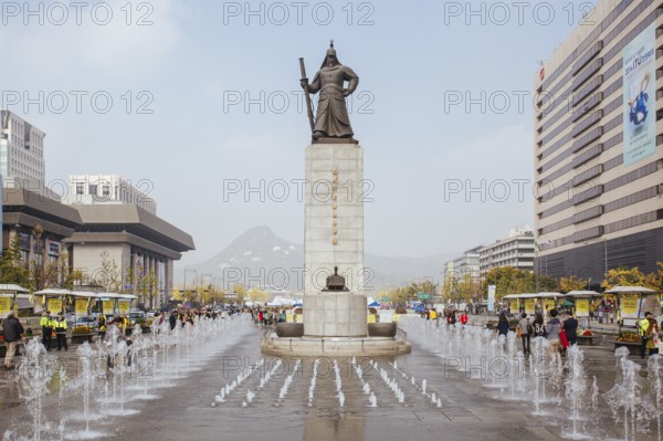 Seoul, South Korea, October 25, 2014: Statue of Admiral Yi Sun Shin at Sejongno, Gwanghwamun Plaza in Seoul, South Korea, Asia