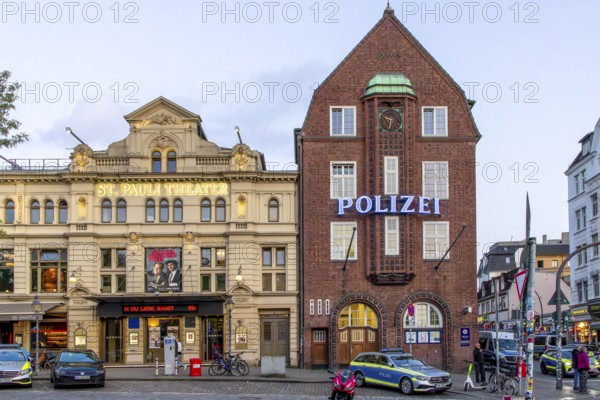 Davidwache, Police Station 15 and St. Pauli Theatre in Reeperbahn, St. Pauli, Hanseatic City of Hamburg, Land Hamburg, Northern Germany, Germany, Europe