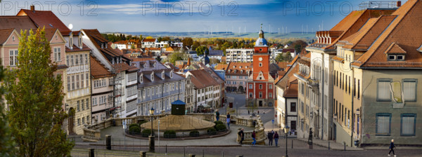 View of the old town from Friedenstein Castle, Gotha, Thuringia, Germany, Europe