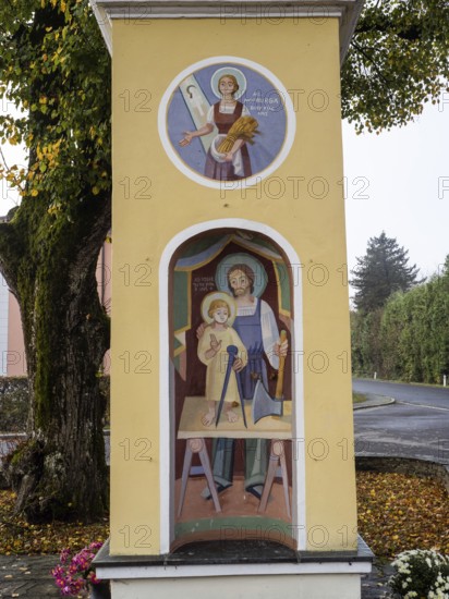 Wayside shrine, image of St. Notburga and St. Joseph, Zelting near Bad Radkersburg, Styria, Austria, Europe