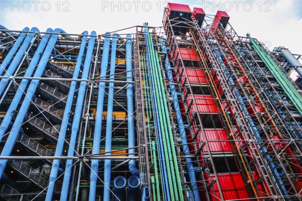 France, April 06 2019: Colorful facade of the Center of Georges Pompidou, Europe