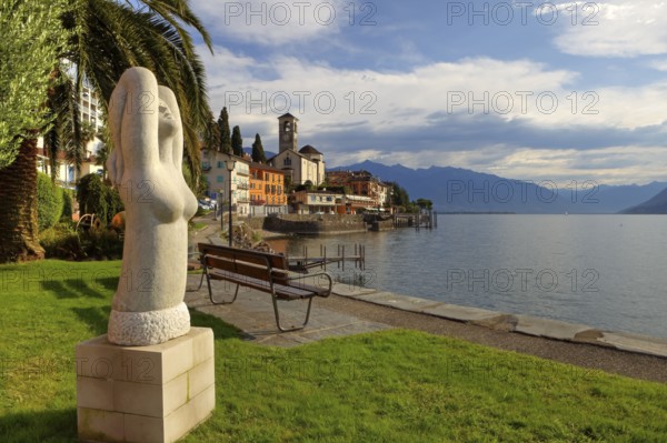 Promenade, Brissago, Lake Maggiore, Ticino, Lake Maggiore, Ticino, Switzerland, Europe