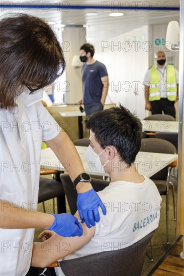 Vaccination for COVID-19, Palma de Mallorca, Majorca, Balearic Islands, Spain, Europe