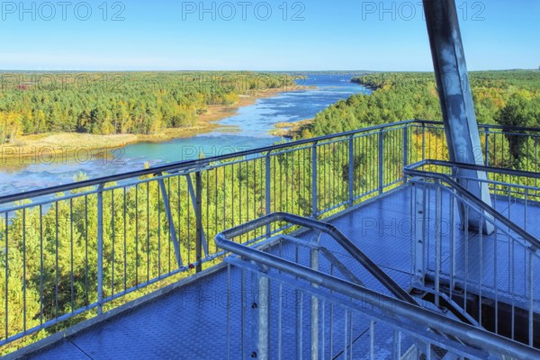 Senftenberg Lake observation tower in autumn, Senftenberg Lake in autumn, Observation tower, Lusatian Lake District