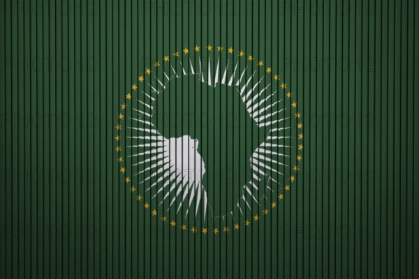 African Union Flag painted on the cracked grunge concrete wall
