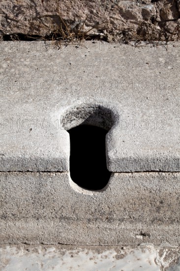 A close-up of a toilet in Ephesus, Izmir, Turkey, Asia