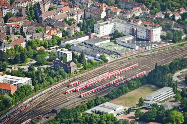 Trains on shunting track, main station, Braunschweig, Lower Saxony, Germany, Europe