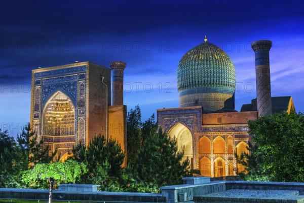 Gur-e-Amir or Guri Amir (Tomb of the King), a mausoleum of the Asian conqueror Timur in Samarkand, Uzbekistan, Asia