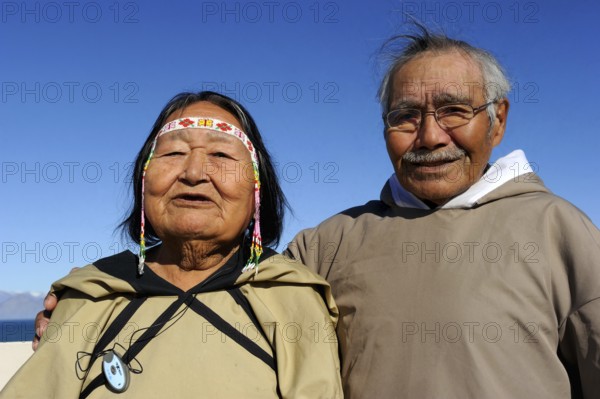 Old Inuit Couple, Pond Inlet Village, Baffin Island, Nunavut, Canada, Baffin Island, Baffin Island, North America