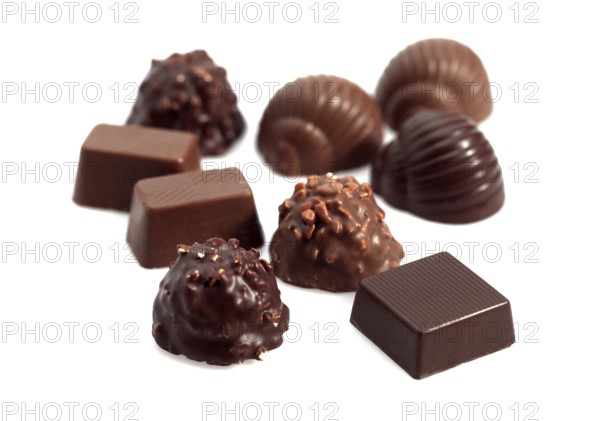 Chocolates against White Background