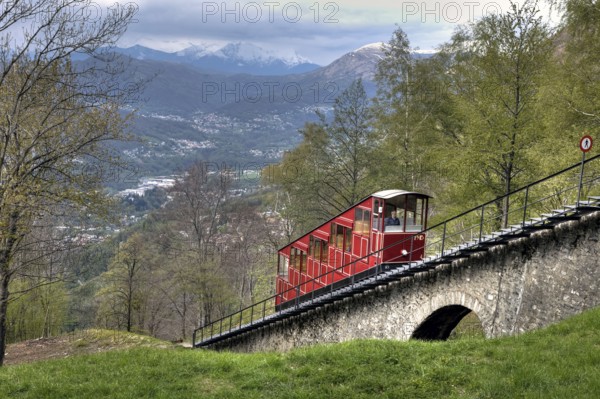 Funicular railway, Monte Bre, Lugano, Ticino, Switzerland, Europe