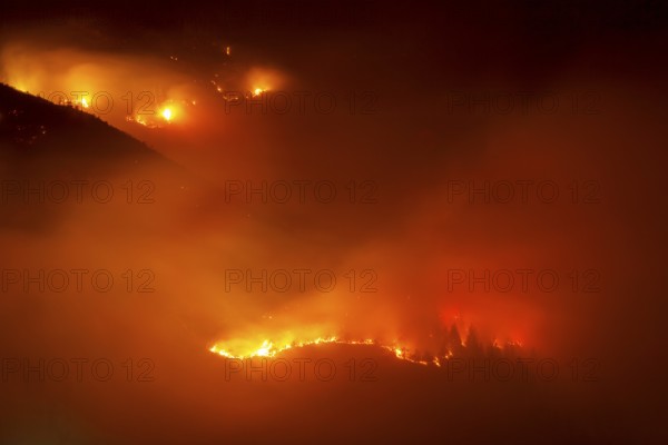 Forest fire on Mt Hochmahdkopf, Tyrol, Austria, Europe