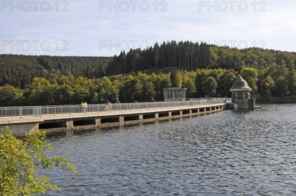 Dam, lake, Listertalsperre, Olpe, Ebbegebirge nature Park, Sauerland, North Rhine-Westphalia, Germany, Europe