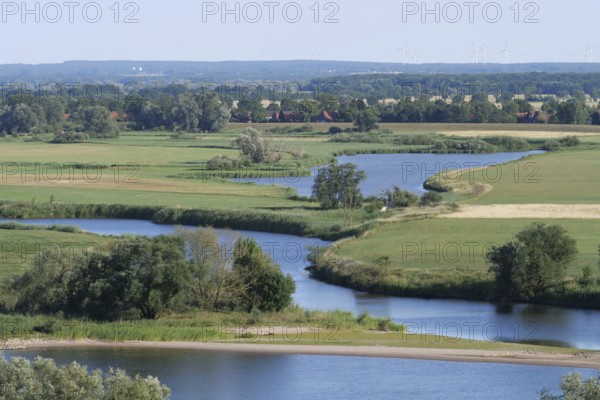 The Elbe and tributaries in the Elbe floodplain of Lower Saxony. Elbe floodplain and Elbe dike foreland belong to the Elbe River Landscape Biosphere Reserve