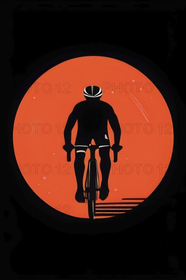 Minimalist illustration as abstract symbol for cycling embodying motion, AI generated