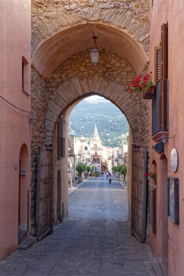 Passageway to the historic centre of the Sicilian town of Castelbuono. Sicily, Italy, Southern Europe, Europe