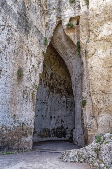 Orecchio di Dionisio, the ear of Dionysius, in the municipal Parco Archeologico Neapolis. Syracuse, Sicily, Italy, Southern Europe, Europe