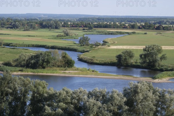 The Elbe and tributaries in the Elbe floodplain of Lower Saxony. Elbe floodplain and Elbe dike foreland belong to the Elbe River Landscape Biosphere Reserve
