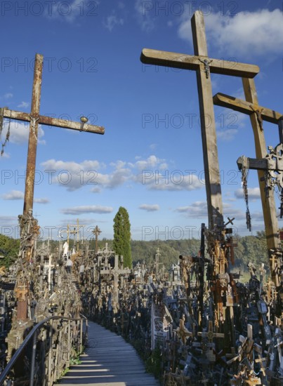 The Hill of Crosses is a Catholic and tourist pilgrimage site and one of the sights, Siauliai, Lithuania, Europe