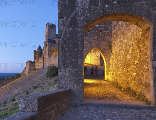 The Cite of Carcassonne, a medieval fortified city on the right bank of the Aude, is a UNESCO World Heritage Site. Carcassonne, Aude, France, Europe