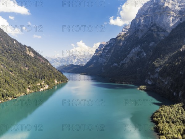 View over the Klöntalersee, Klöntal, Canton Glarus, Switzerland, Klöntal, Canton Glarus, Switzerland, Europe