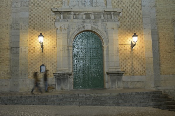 Pedestrians in front of the Church of Nuestra Señora del Consuelo, Altea, Costa Blanca, Province of Alicante, Spain, Europe