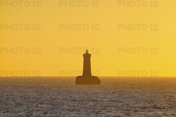 Sunset at the Phare du Fourb on the Atlantic coast near Porspoder, Bretgane, France, Europe