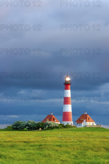 Westerheversand lighthouse, Westerhever, North Frisia, Schleswig-Holstein, North Germany, Germany, Europe