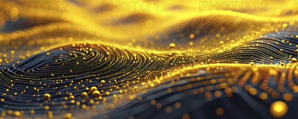 Fingerprint background dominated by swirl patterns in yellow hues, AI generated
