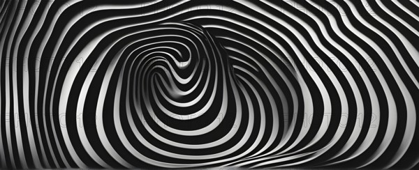 Fingerprint background dominated by swirl patterns in black and white, AI generated
