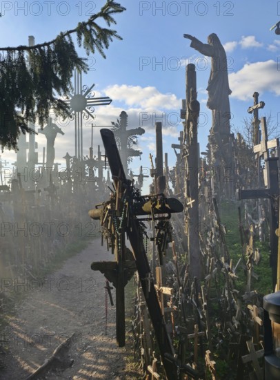 The Hill of Crosses is a Catholic and tourist pilgrimage site and one of the sights, Siauliai, Lithuania, Europe