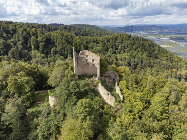 Aerial view of the Altbodman ruins, Bodman-Ludwigshafen, Constance district, Baden-Württemberg, Germany, Europe
