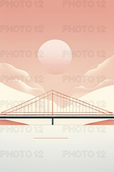 Minimalist abstract wallpaper illustration symbolizing architecture in simple geometric shapes, AI generated