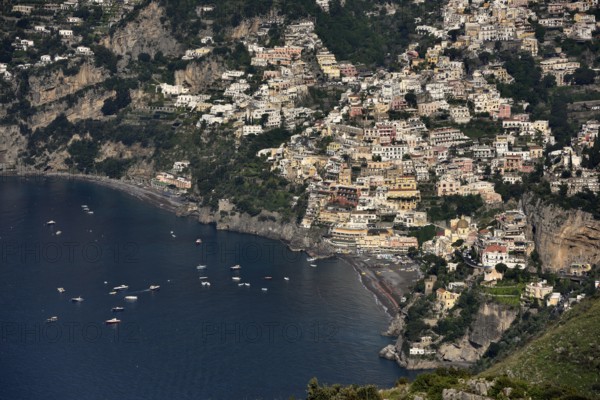 View of the village Positano, Amalfi Coast, Costiera Amalfitana, Province of Salerno, Campania, Italy, Europe