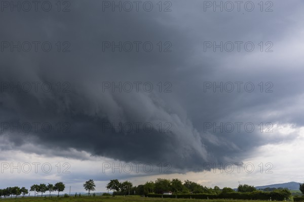 Heavy rain showers and thunderstorms over Possendorf in the Eastern Ore Mountains, Possendorf, Saxony, Germany, Europe