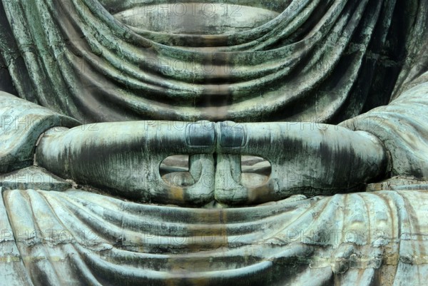 Daibutsu, Great Buddha of Kamakura, hands, Kamakura, Japan, Asia