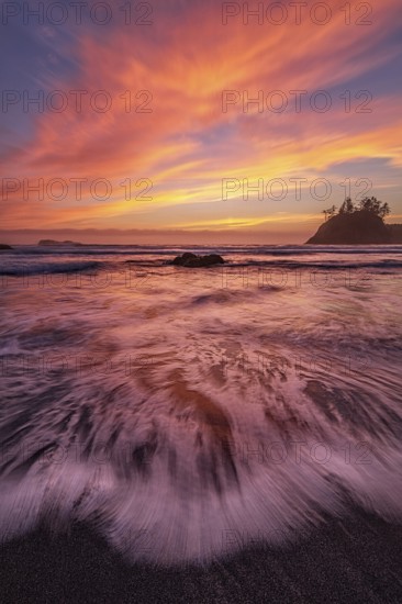 Rocky Beach Landscape at Sunset, Color Image, Day