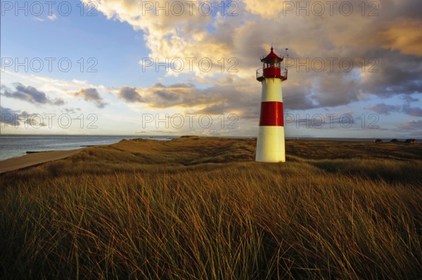 The lighthouse List Ost at the Ostellenbogen on the island of Sylt, island of Sylt, Schleswig-Holstein, Federal Republic of Germany
