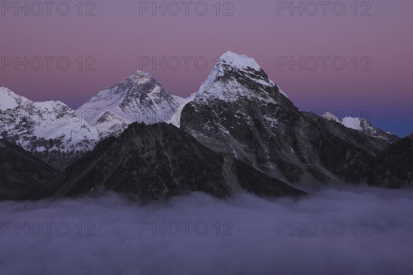 Mount Everest at the blue hour, Nepal, Asia