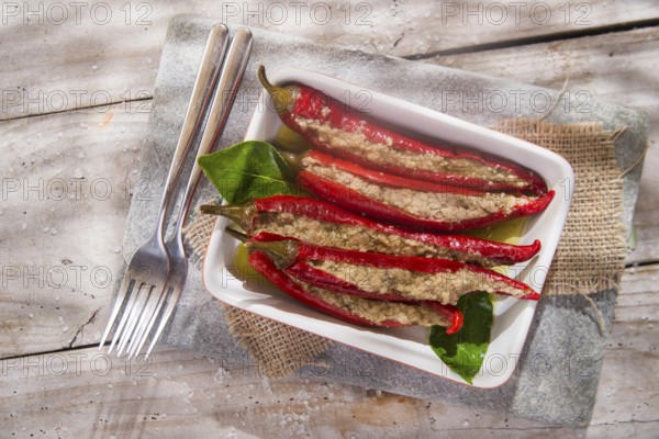 Stuffed with spicy chili sauce made with tuna and capers