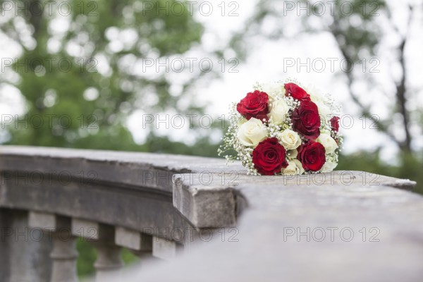 Bridal Bouquet White and Red Roses